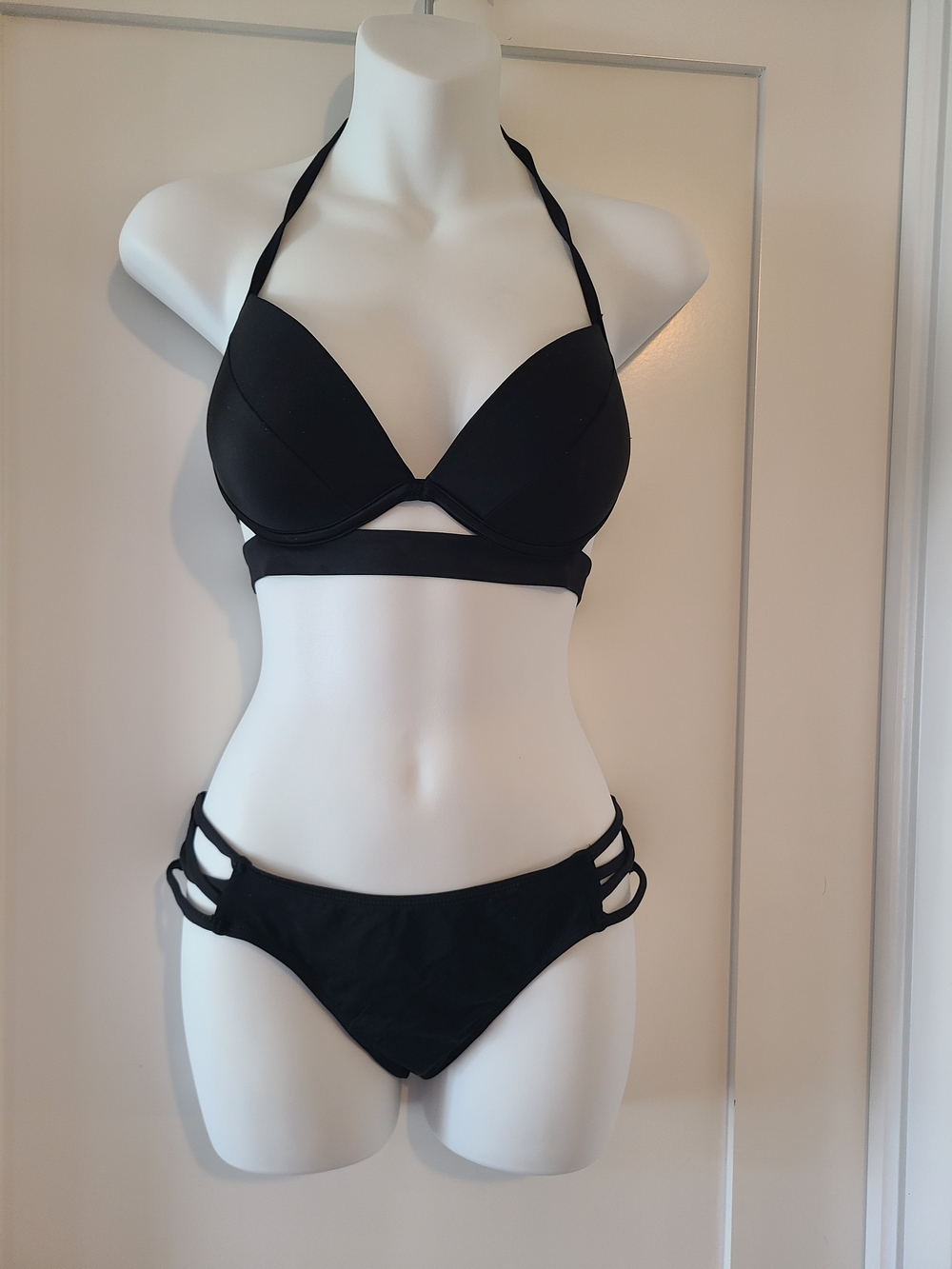 Ardene Black Strappy Halter Bikini Set